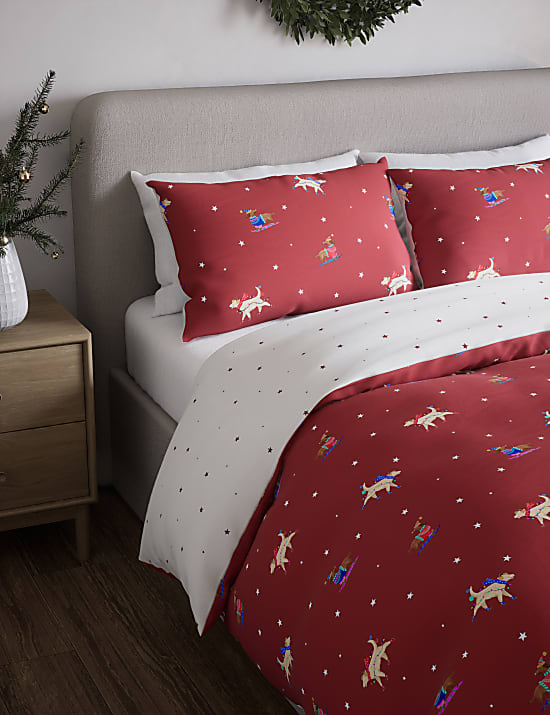 Parure de lit en coton mélangé à motif chien