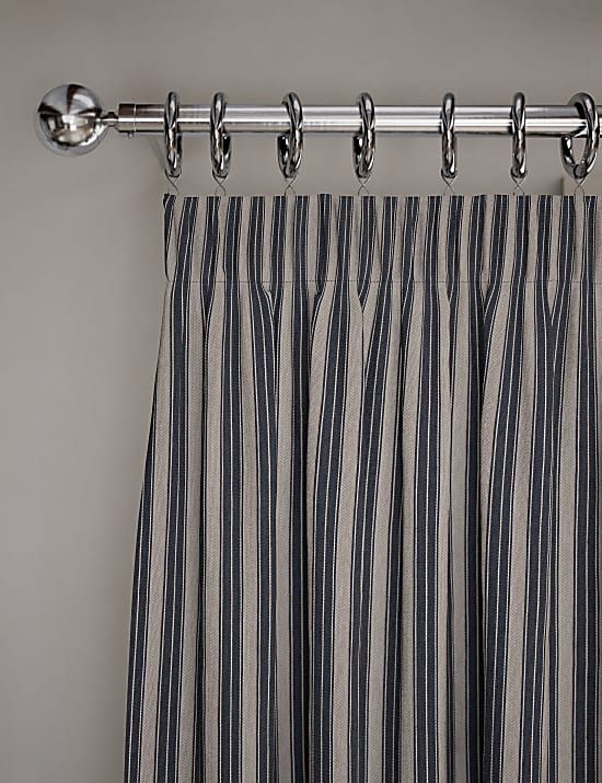 Cotton Rich Striped Pencil Pleat Curtains