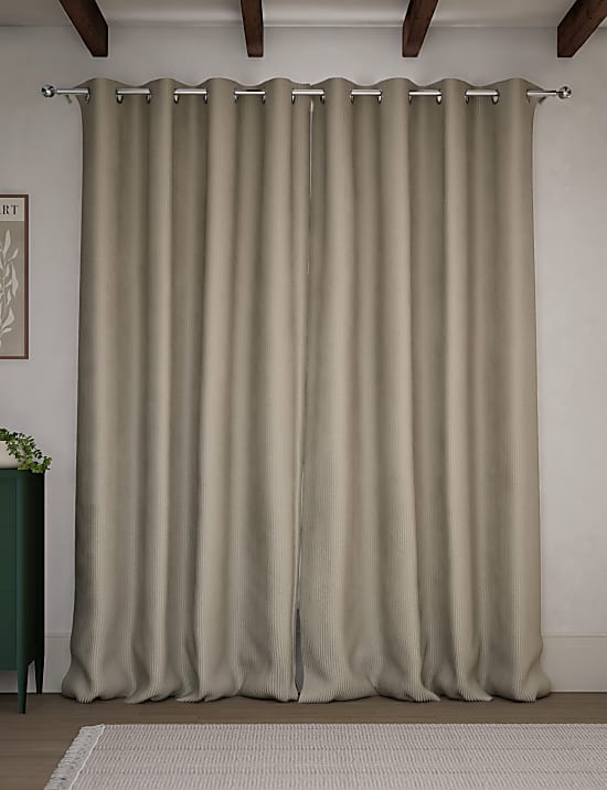 Velvet Ribbed Eyelet Blackout Curtains