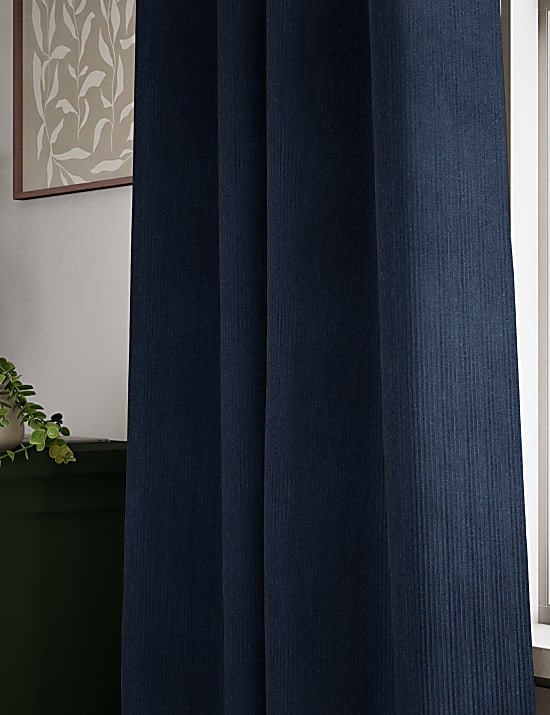 Velvet Ribbed Eyelet Blackout Curtains