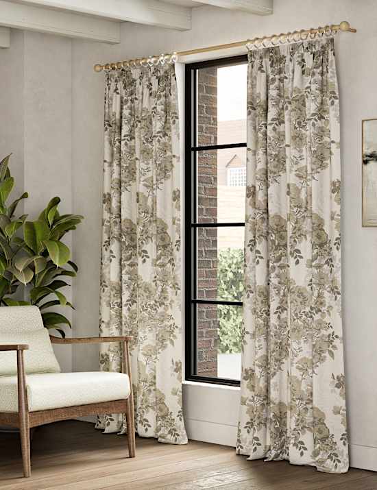 Floral Pencil Pleat Blackout Curtains