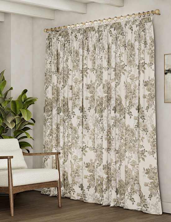 Floral Pencil Pleat Blackout Curtains