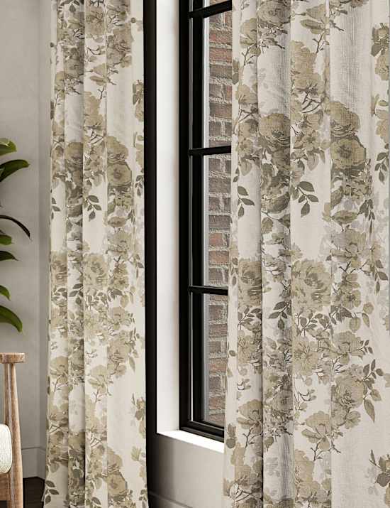 Floral Pencil Pleat Blackout Curtains