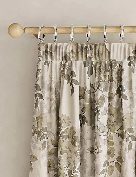 Floral Pencil Pleat Blackout Curtains
