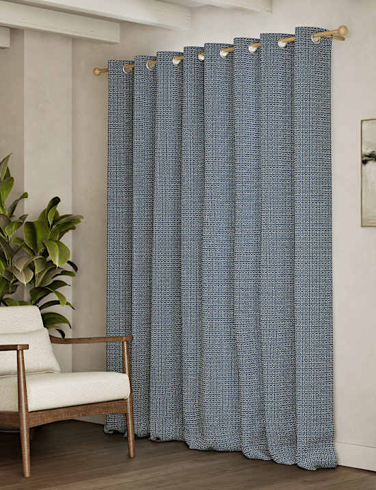 Cortinas de diseño geométrico de chenilla con ojales