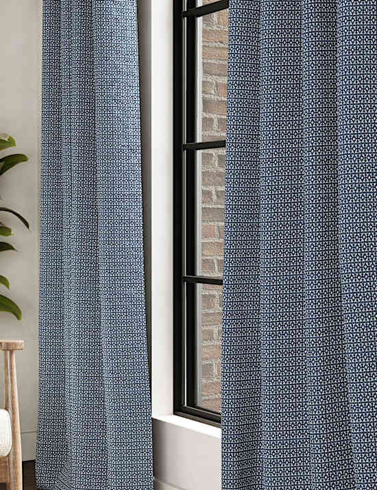 Cortinas de diseño geométrico de chenilla con ojales