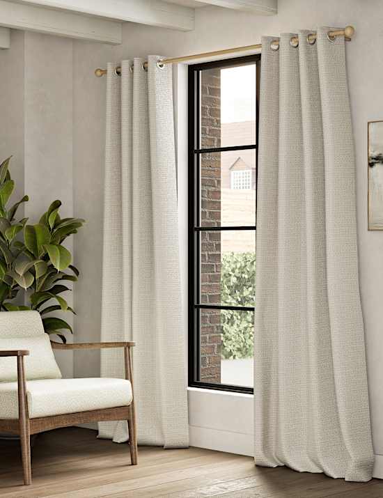 Chenille Geometric Eyelet Curtains