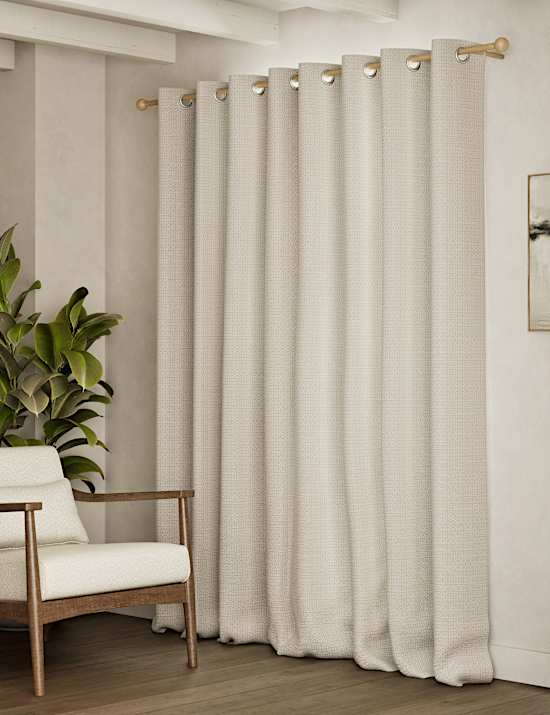 Chenille Geometric Eyelet Curtains