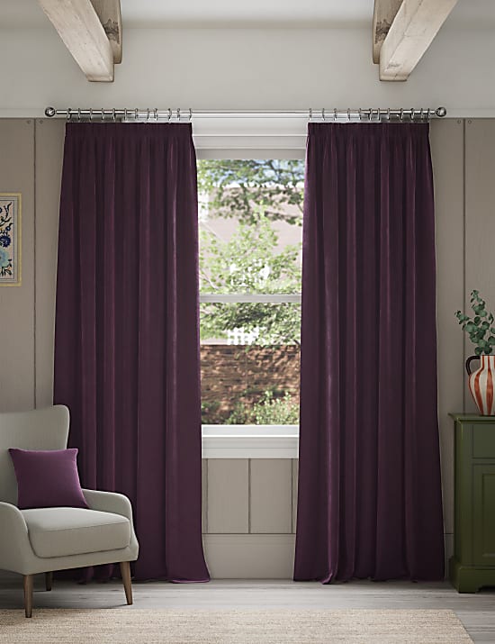 Velvet Pencil Pleat Curtains