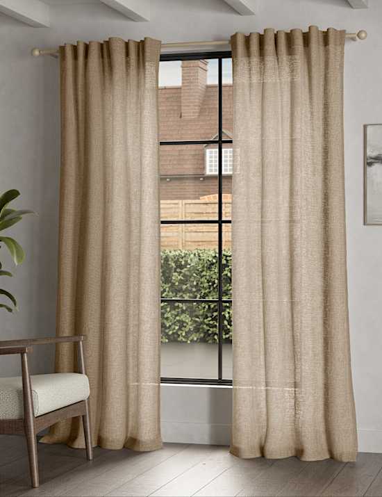 Rideaux transparents en coton et lin m&eacute;lang&eacute;
