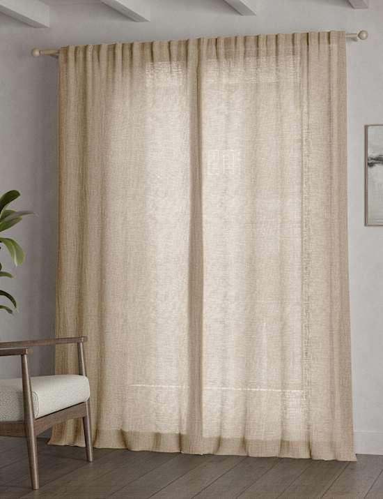 Rideaux transparents en coton et lin m&eacute;lang&eacute;