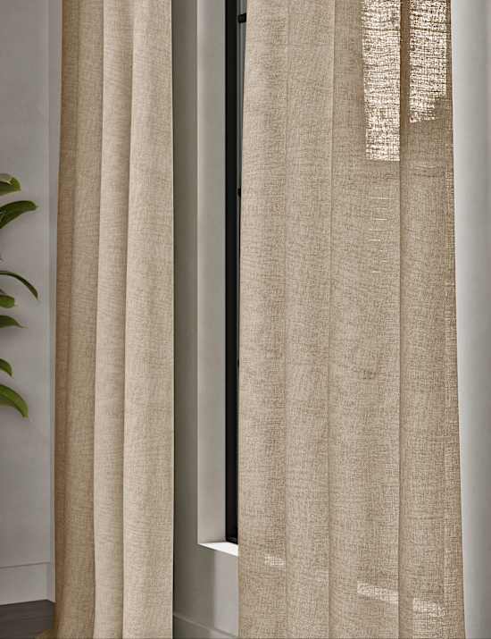 Rideaux transparents en coton et lin m&eacute;lang&eacute;