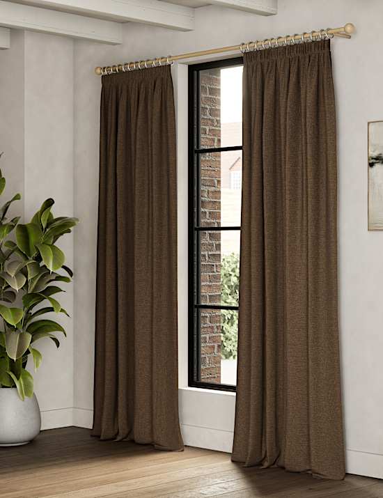 Brushed Pencil Pleat Blackout Thermal Curtains