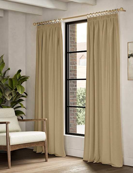 Brushed Pencil Pleat Blackout Thermal Curtains