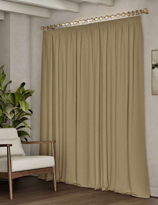 Brushed Pencil Pleat Blackout Thermal Curtains