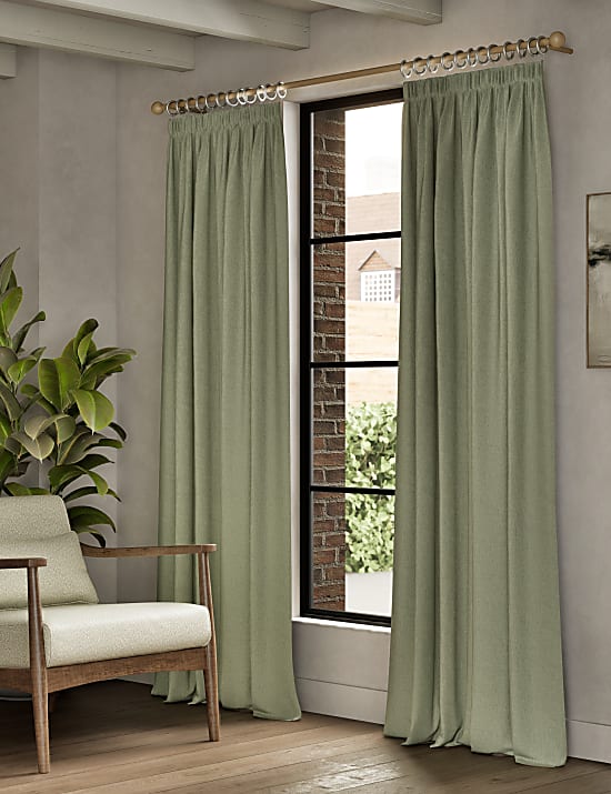 Brushed Pencil Pleat Blackout Ultra Thermal Curtains