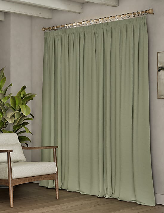 Brushed Pencil Pleat Blackout Ultra Thermal Curtains