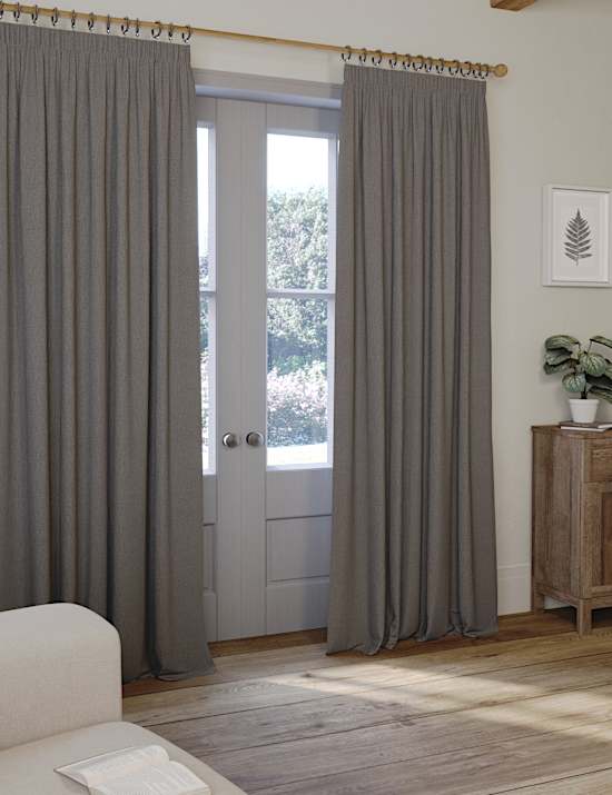 Brushed Pencil Pleat Blackout Ultra Thermal Curtains