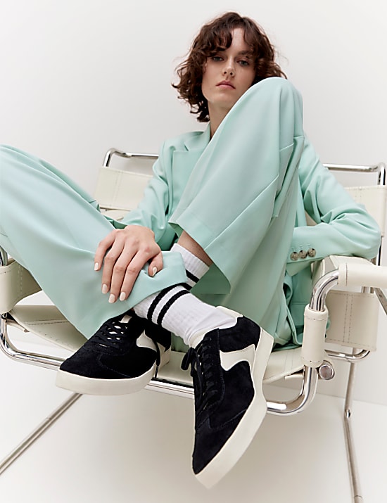 Suede Lace Up Side Detail Trainers