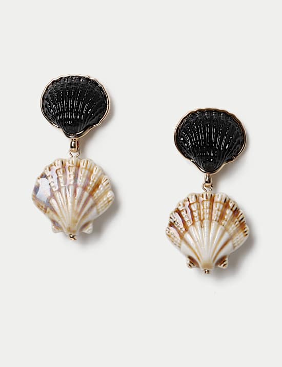 Double Shell Drop Earrings