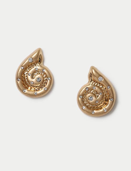 Crystal Detail Shell Stud Earring