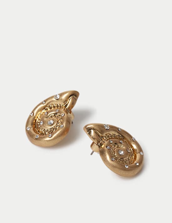 Crystal Detail Shell Stud Earring