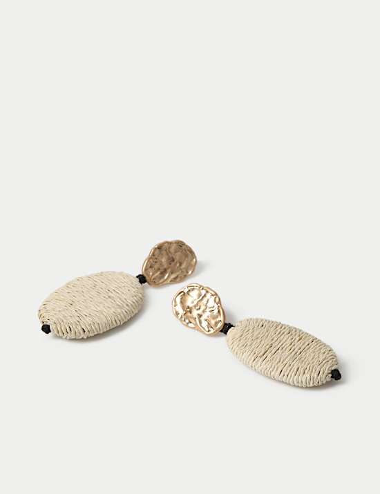 Oversized Raffia Wrapped Drop Earrings