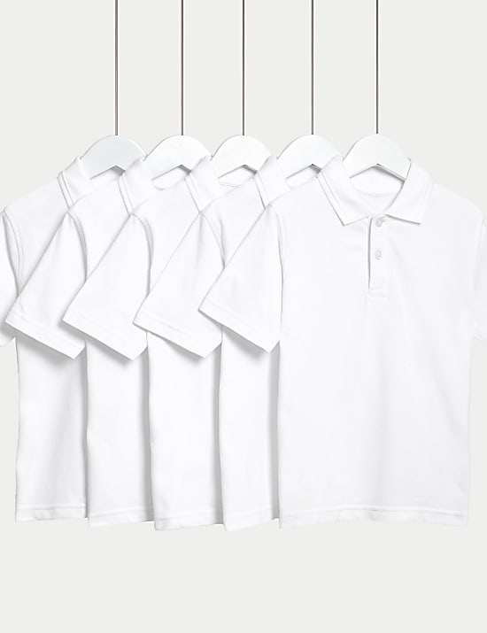 5pk Unisex Pure Cotton School Polo Shirts (2-18 Yrs)