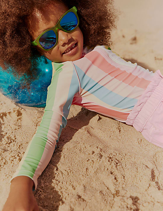Printed Frill Long Sleeve Swimsuit (2-8 Yrs)