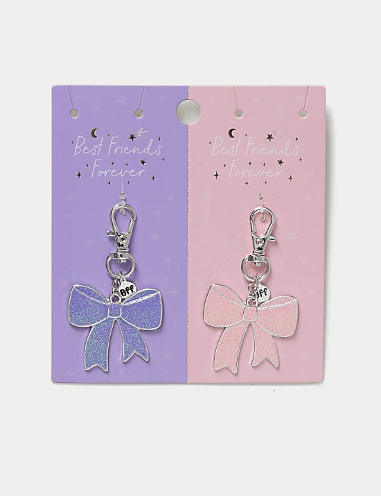 2 Pack of Pink and Purple Bow Keyrings