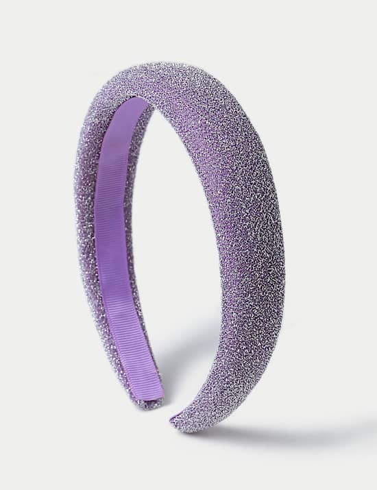 Fioletowa opaska na głowę z brokatem