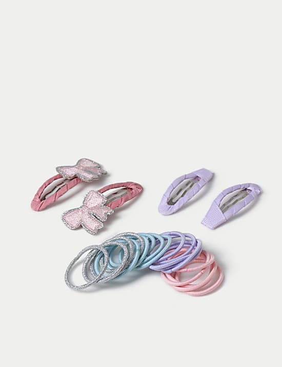 Zestaw r&oacute;żowo-fioletowych gumek i spinek do włos&oacute;w