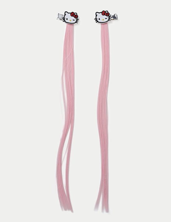 Pinzas con mechón de pelo artificial de Hello Kitty