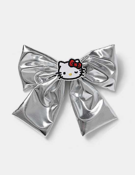 Hello Kitty Metallic Silver Hair Bow