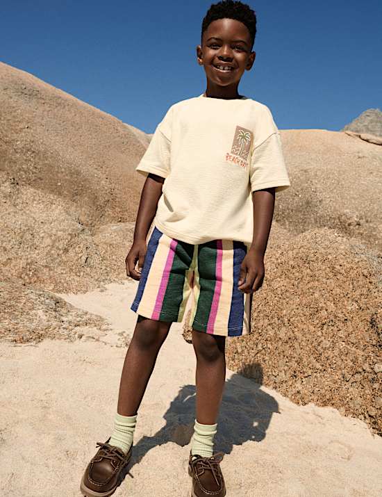 Pure Cotton Textured Graphic T-Shirt (2-8 Yrs)