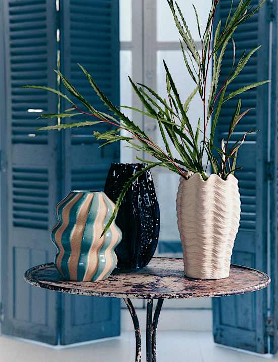 Medium Striped Ceramic Vase
