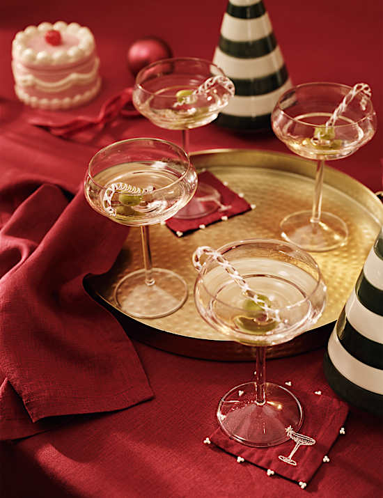 4er-Set Glasuntersetzer mit Logostickerei