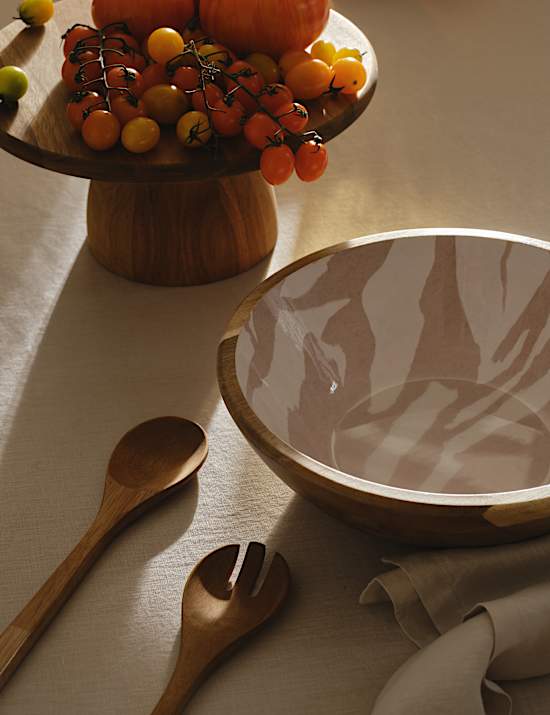 Wooden Marble Decal Serving Bowl