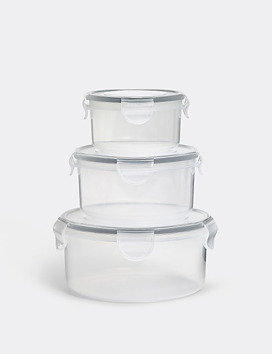 Set of 3 Round Clip Storage Containers