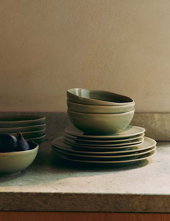 Lot de 4 petites assiettes Henley en gr&egrave;s