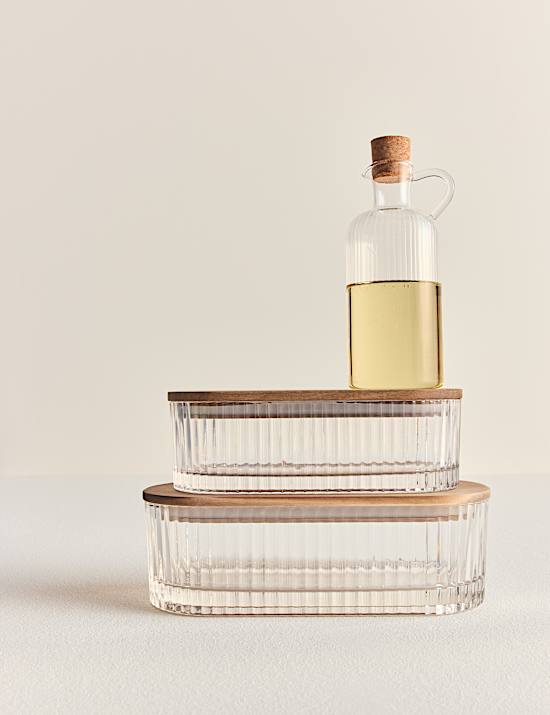 Medium Ribbed Glass Container