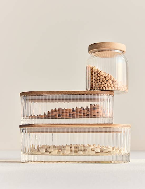 Medium Ribbed Glass Container