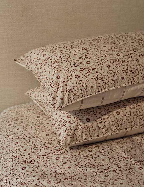 Cotton Rich Woodblock Floral Bedding Set