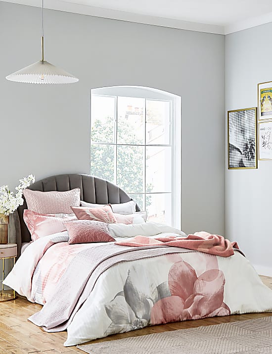 Housse de couette 100&nbsp;% coton satiné à motif magnolia