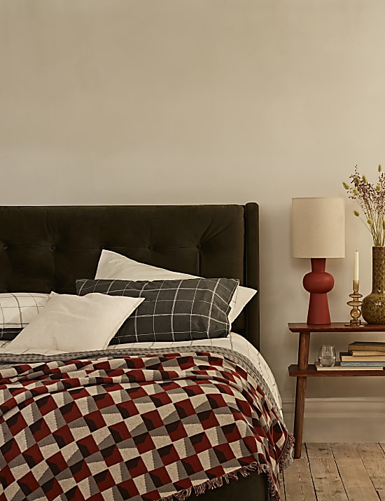 Cotton Blend Checked Bedding Set