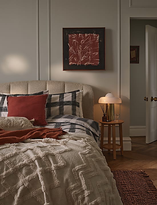 Pure Brushed Cotton Check Bedding Set