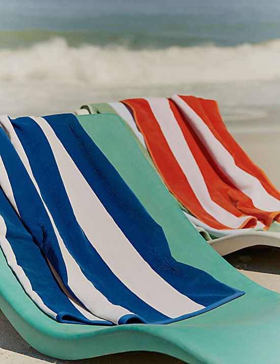 Pure Cotton Striped Sand Resistant Beach Towel