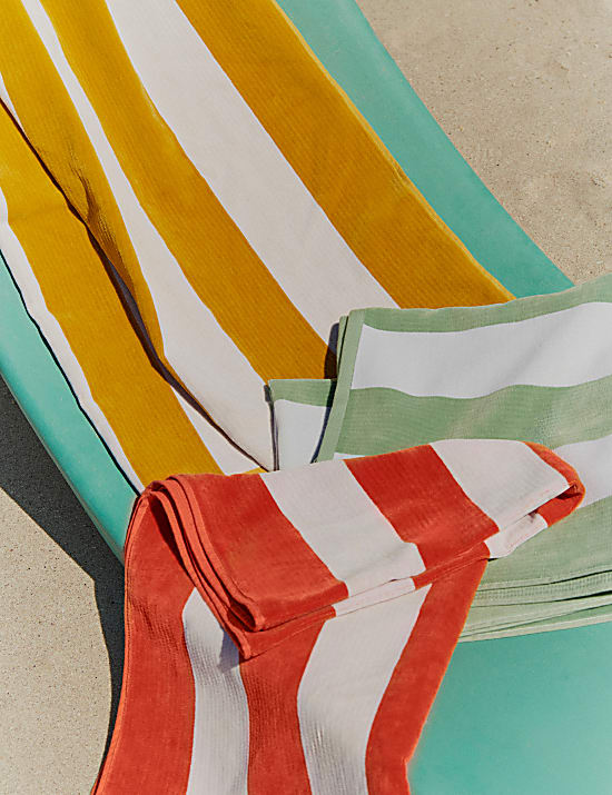 Pruhovaný pískuvzdorný plážový ručník z čisté bavlny