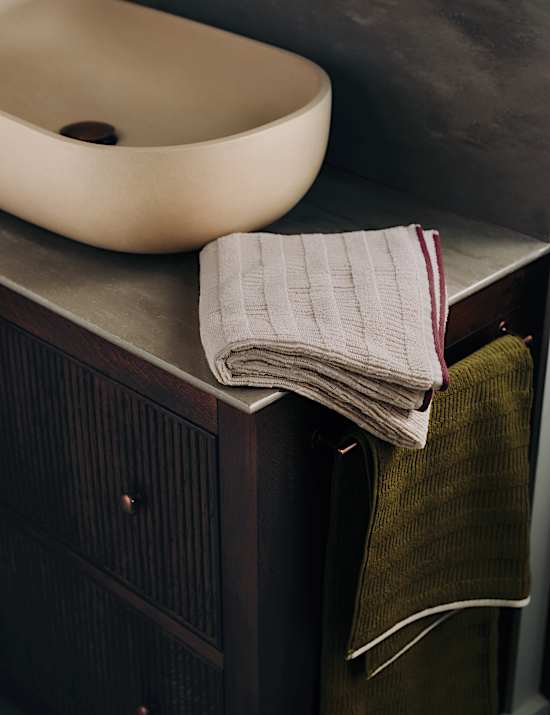 Pure Cotton Textured Contrast Trim Towel