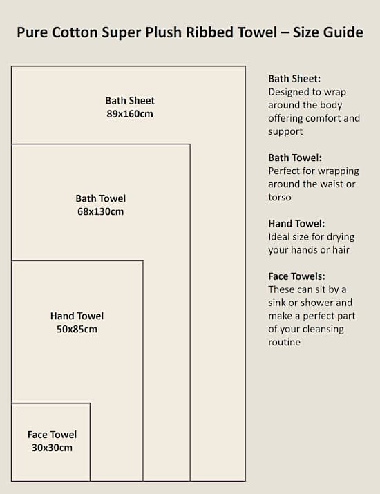 Pure Cotton Super Plush Ribbed Bath Towel